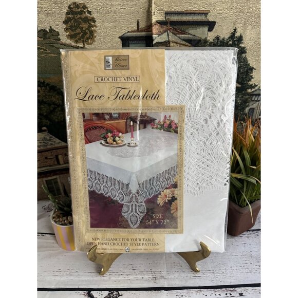 Better Home Crochet Vinyl Lace Tablecloth - Picture 7 of 9